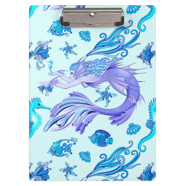 Mystic Mermaid Fairy Purple Creature Ceramic Tile Clipboard (Front)