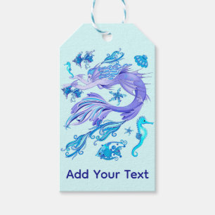 Mystic Mermaid Fairy Purple Creature Ceramic Tile Gift Tags