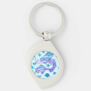 Mystic Mermaid Fairy Purple Creature Ceramic Tile Key Ring