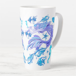 Mystic Mermaid Fairy Purple Creature Ceramic Tile Latte Mug