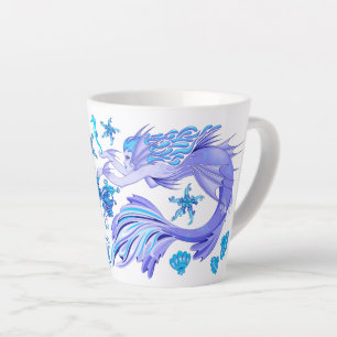 Mystic Mermaid Fairy Purple Creature Ceramic Tile Latte Mug