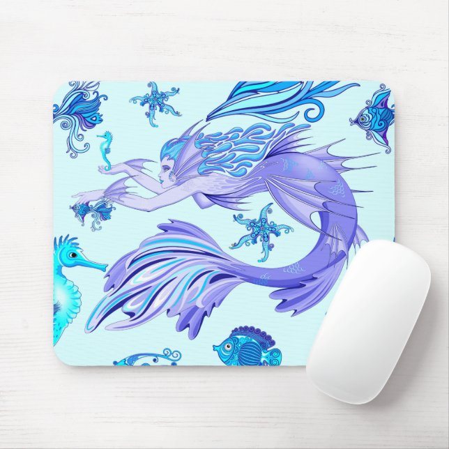 Mystic Mermaid Fairy Purple Creature Ceramic Tile Mouse Mat (With Mouse)
