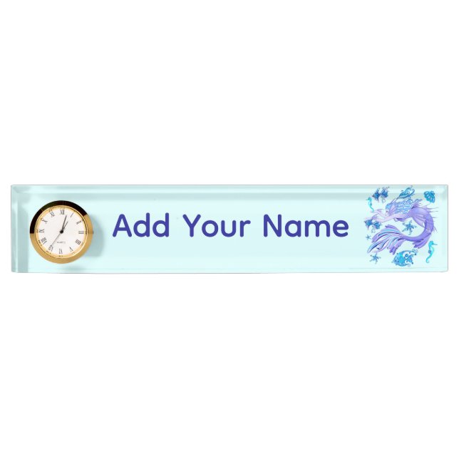Mystic Mermaid Fairy Purple Creature Ceramic Tile Nameplate (Front)