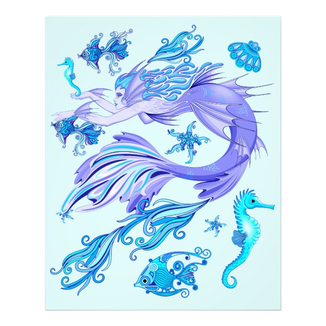 Mystic Mermaid Fairy Purple Creature Ceramic Tile Photo Print (Front)