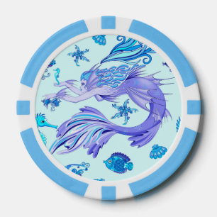 Mystic Mermaid Fairy Purple Creature Ceramic Tile Poker Chips