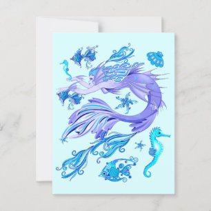 Mystic Mermaid Fairy Purple Creature Ceramic Tile Postcard