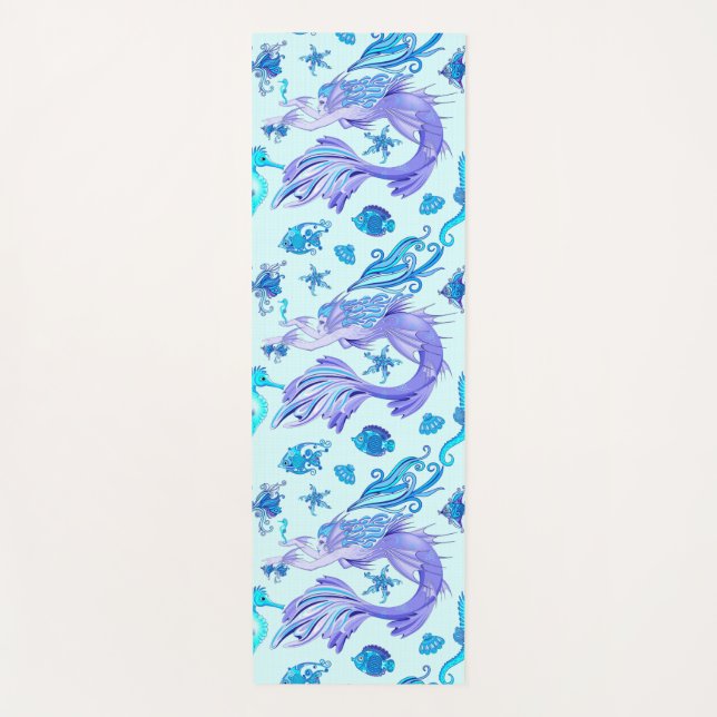 Mystic Mermaid Fairy Purple Creature Ceramic Tile Yoga Mat (Front)