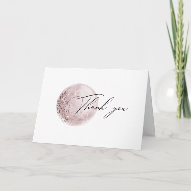 Mystic Moon Blush Pink Photo Thank You Card (Front)