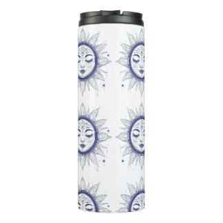 Mystic Moon Face – Celestial Spiritual Line Art Thermal Tumbler