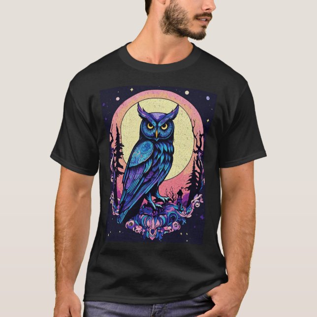 Mystic Moon Owl TShirt  Enchanting Nocturnal Style (Front)