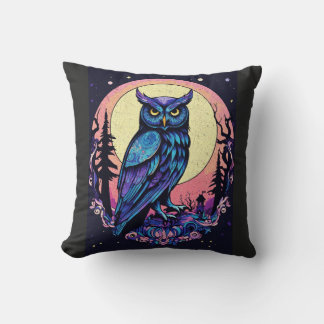 Mystic Moon Owl TShirt  Enchanting Nocturnal Style Cushion
