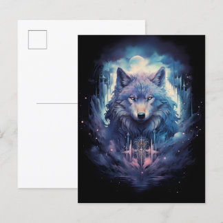 Mystic Moon Wolf Guardian Announcement Postcard