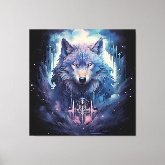 Mystic Moon Wolf Guardian Canvas Print (Front)