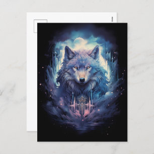 Mystic Moon Wolf Guardian Holiday Postcard