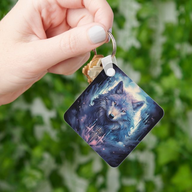 Mystic Moon Wolf Guardian Key Ring (Hand)
