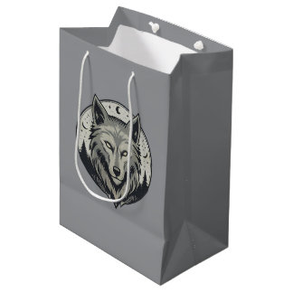 Mystic Moon Wolf Head Vintage Design Medium Gift Bag