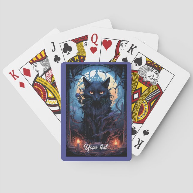 Mystic Moonlit Feline Playing Cards (Back)