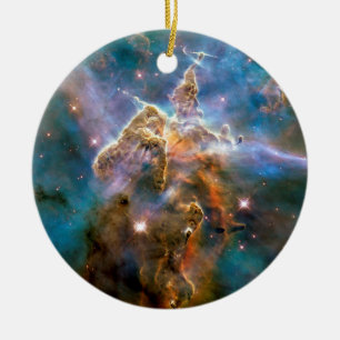 Mystic Mountain Carina Nebula Hubble Space Photo Ceramic Tree Decoration
