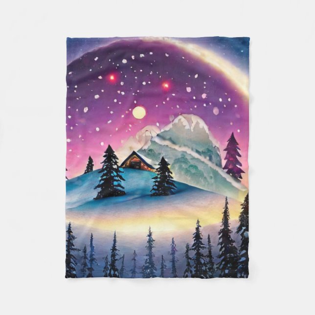 Mystic Mountain Fleece Blanket (Front)