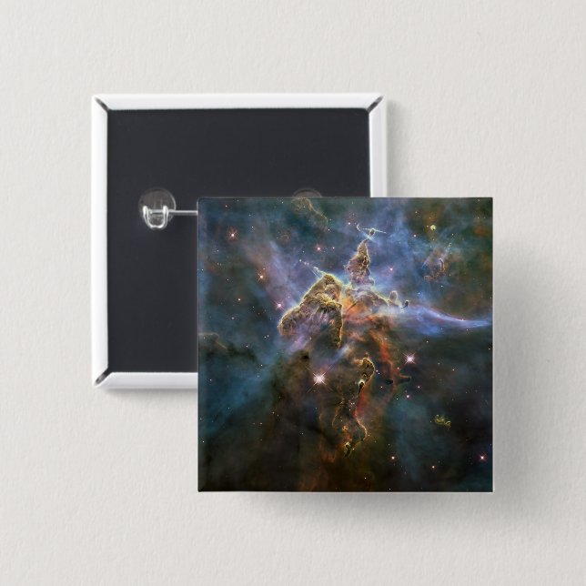 Mystic Mountain in Carina Nebula Hubble Space 15 Cm Square Badge (Front & Back)
