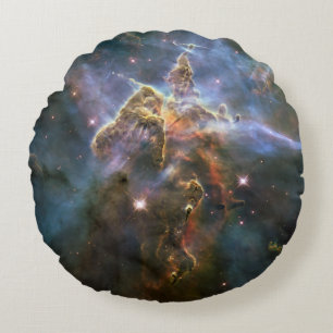 Mystic Mountain in Carina Nebula Hubble Space Round Cushion