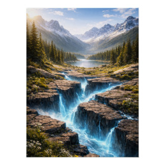 Mystic Mountain Valley – Fantasy Nature Landscape Poster