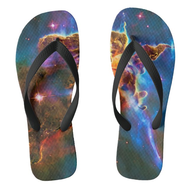 Mystic Mountains - Carina Nebula Astronomy Image Flip Flops (Footbed)