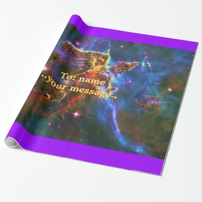 Mystic Mountains - Carina Nebula Astronomy Image Wrapping Paper (Unrolled)
