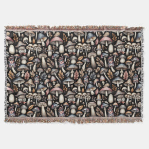 Mystic Mushrooms Throw Blanket