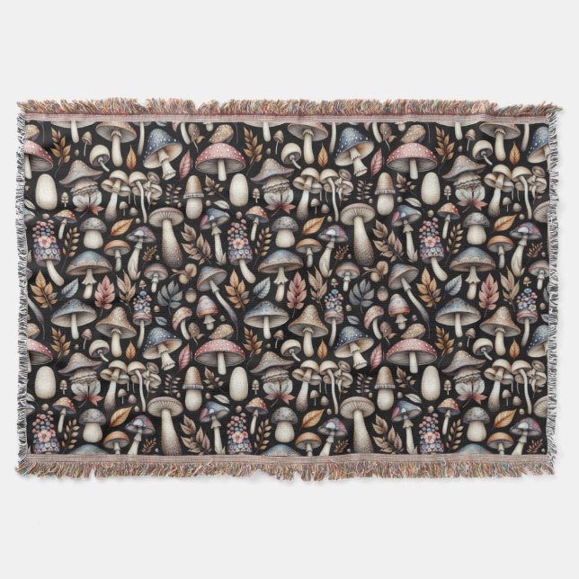 Mystic Mushrooms  Throw Blanket (Front)