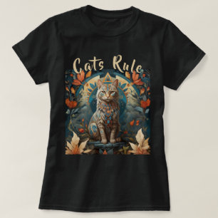 Mystic Native American Multicolor Cats Rule T-Shirt