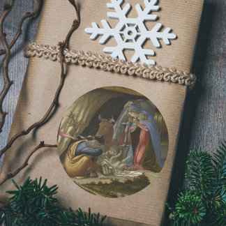 Mystic Nativity by Sandro Botticelli Christmas Classic Round Sticker