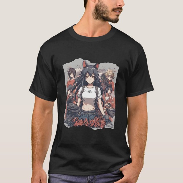 Mystic Neko Elegance, Anime Manga Animal Woman T-Shirt (Front)