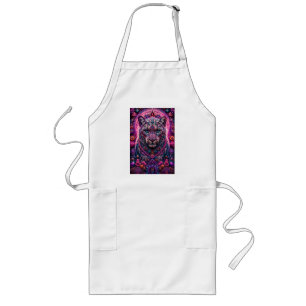 Mystic Neon Panther Floral Mandala Long Apron