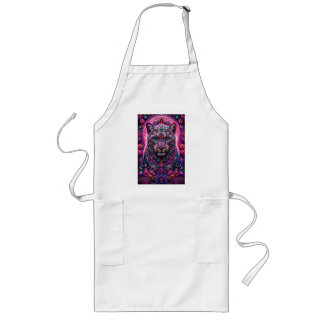Mystic Neon Panther Floral Mandala Long Apron