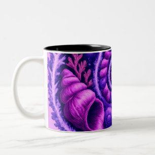 Mystic Ocean Spiral Galaxy Shell Art   Purple Cosm Two-Tone Coffee Mug