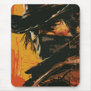 Mystic Outlaw: Fiery Western Stare Mouse Mat