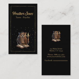 Mystic owl on black  business card