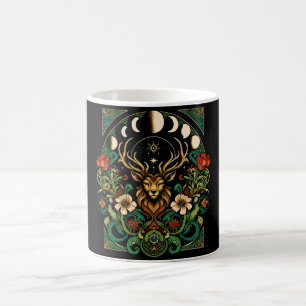 Mystic Pagan Stag and Moon Phase Coffee Mug