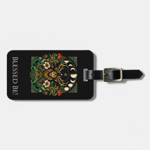 Mystic Pagan Stag and Moon Phase Luggage Tag