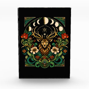 Mystic Pagan Stag and Moon Phase Photo Block