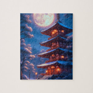Mystic Pagoda Beneath the Lunar Sky Jigsaw Puzzle
