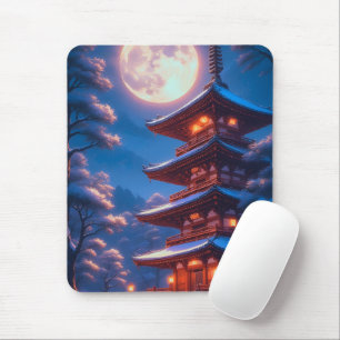 Mystic Pagoda Beneath the Lunar Sky Mouse Mat