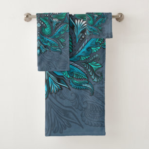 Mystic Peacock Feathers  Bath Towel Set