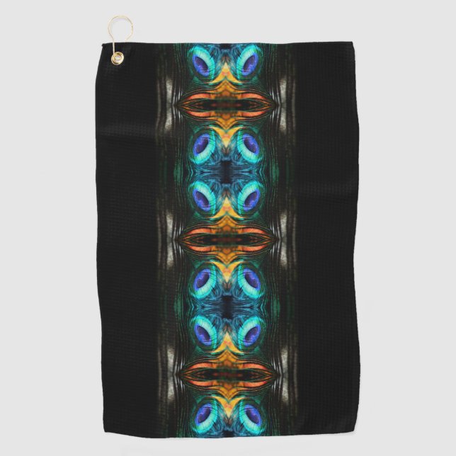 Mystic Peacock Mirage Golf Towel (Front)