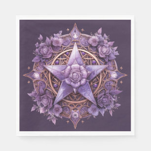 Mystic Pentacle – Purple Witchy Party Table Decor Napkin