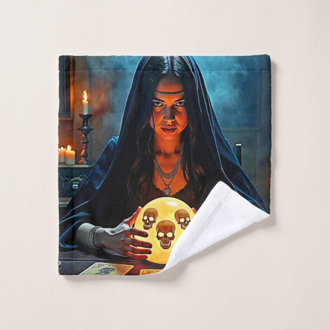 Mystic Psychic Fortune Teller Design Bath Towel Set (Wash Cloth)