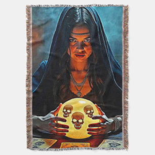 Mystic Psychic Fortune Teller Design Throw Blanket