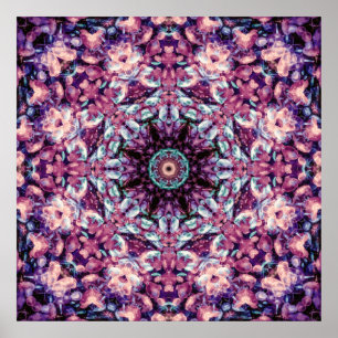 Mystic Purple Bioluminescent Kaleidoscope Art  Poster