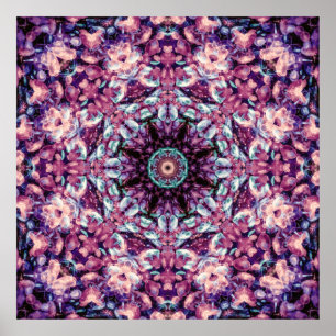 Mystic Purple Bioluminescent Kaleidoscope Art  Poster